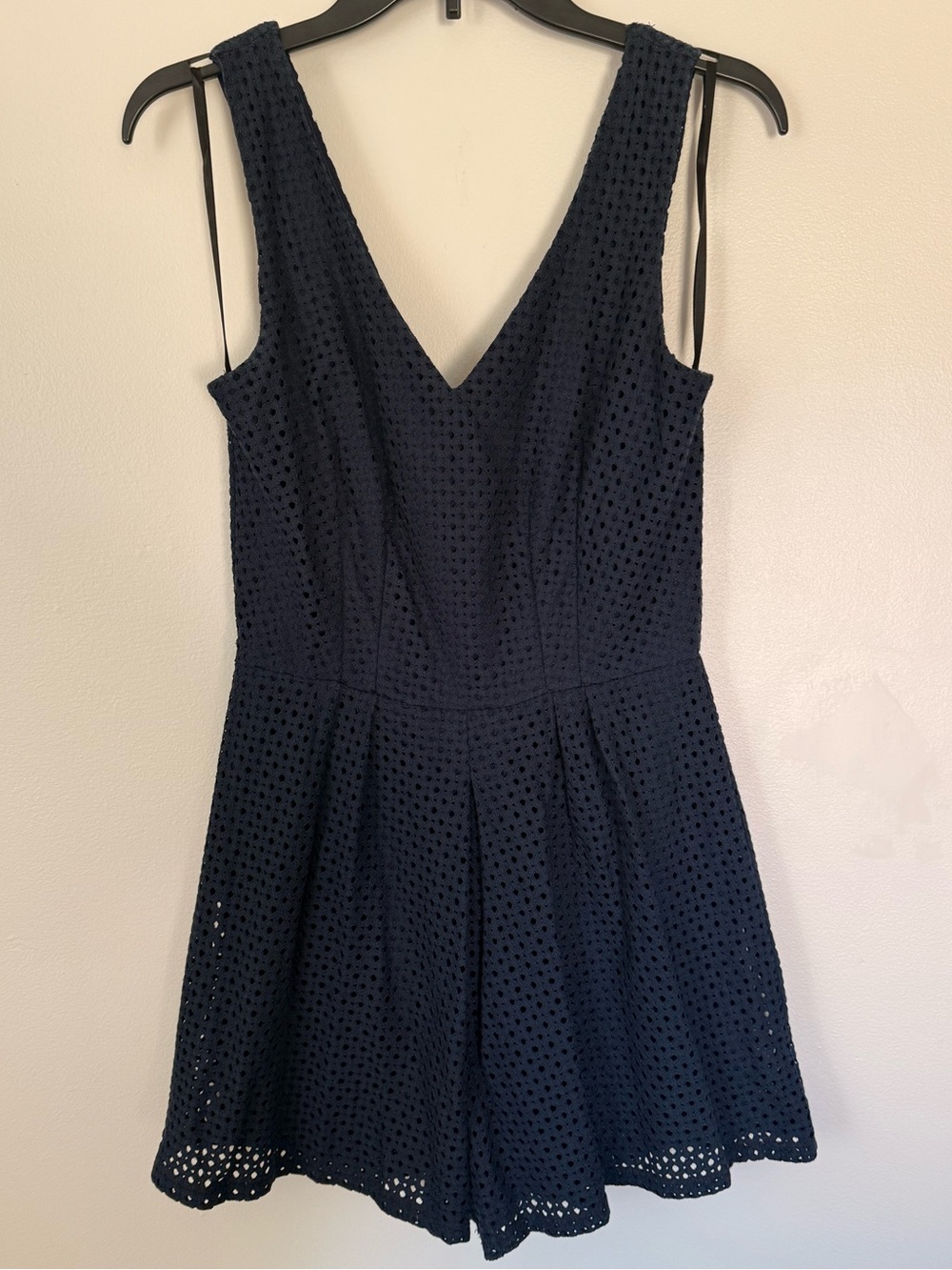 Navy Eyelet V-Neck Romper- Juniors 7
